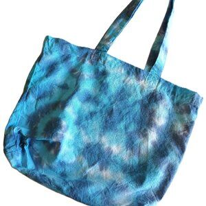 Tie Dye Blue Reusable Tote Bag Cotton Bag for Groceries Books Beach Shopping NWT